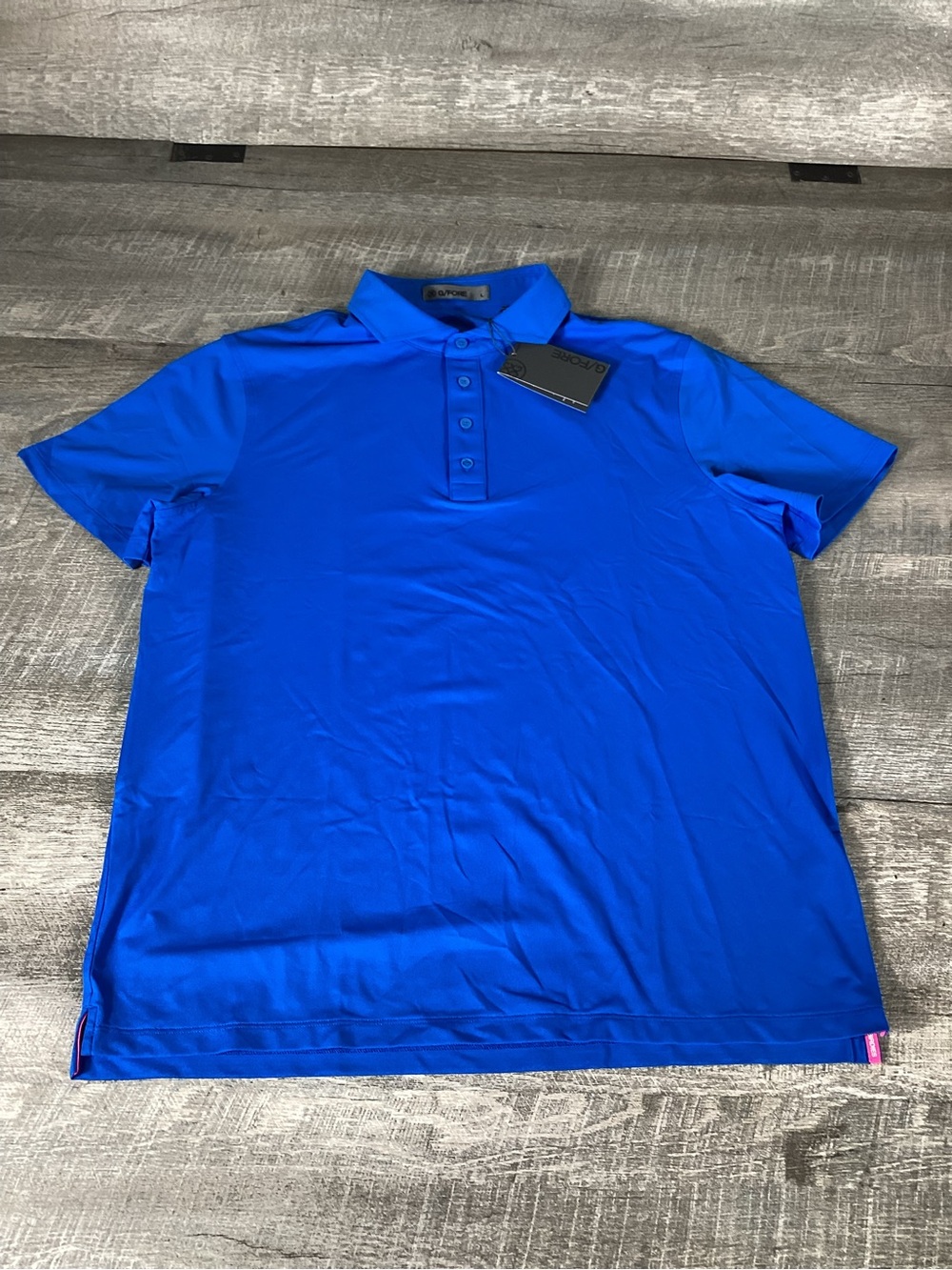 G/FORE Golf Polo Shirt Mens Large Blue Stretch Performance Short Sleeve NWT